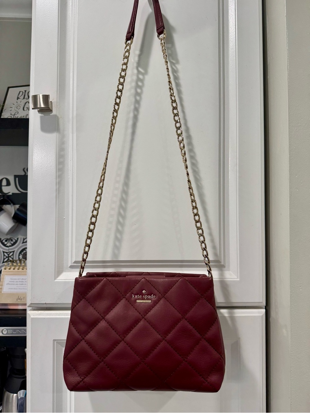 ♥️Kate Spade Emerson Place Jenia Small Quilted Leather Shoulder Bag Cherrywood - Picture 9 of 15